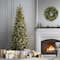 7.5ft. Pre-Lit Glittery Bristle® Slim Pine Artificial Christmas Tree, Clear Lights